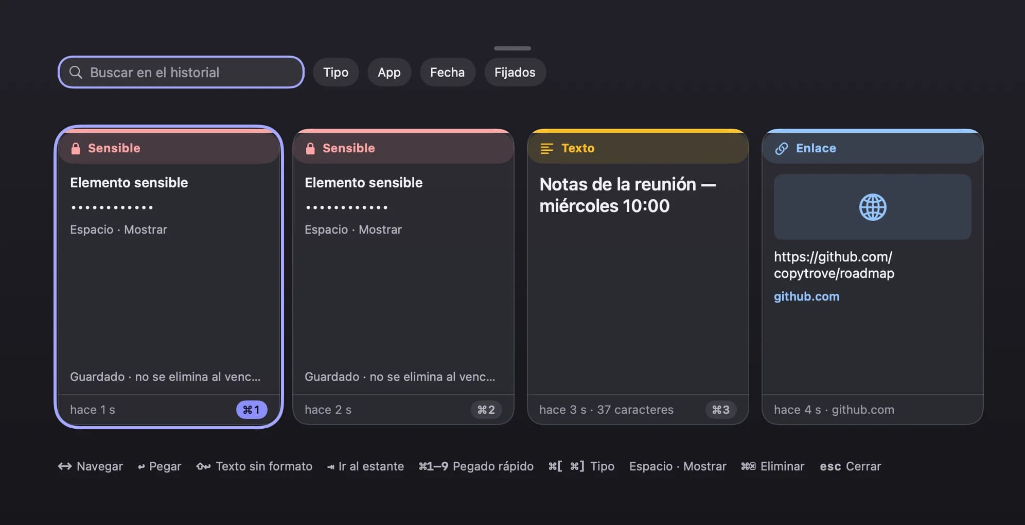 Con los datos de bajo riesgo enmascarados, ejemplos de números de tarjeta e IBAN aparecen como tarjetas enmascaradas y sensibles.
